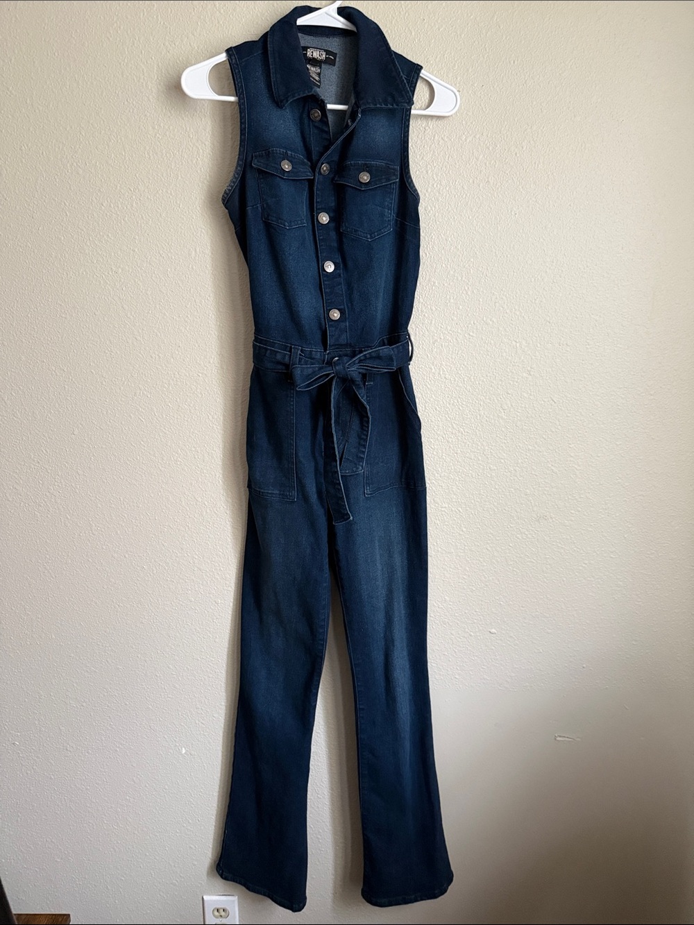 Rewash Dark Blue Sleeveless Denim Jumpsuit